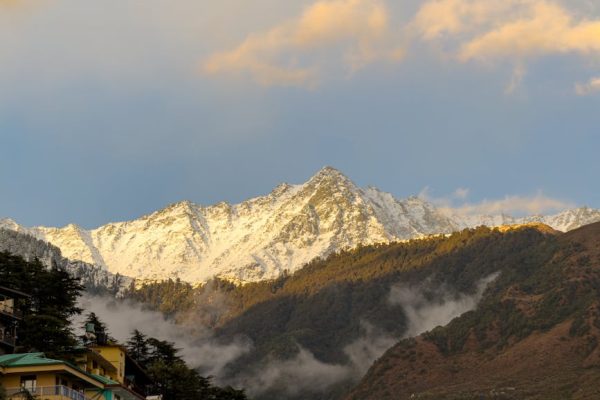 Scenic view of snow-capped Himalayas in Dharamshala, HP, India, during daytime.